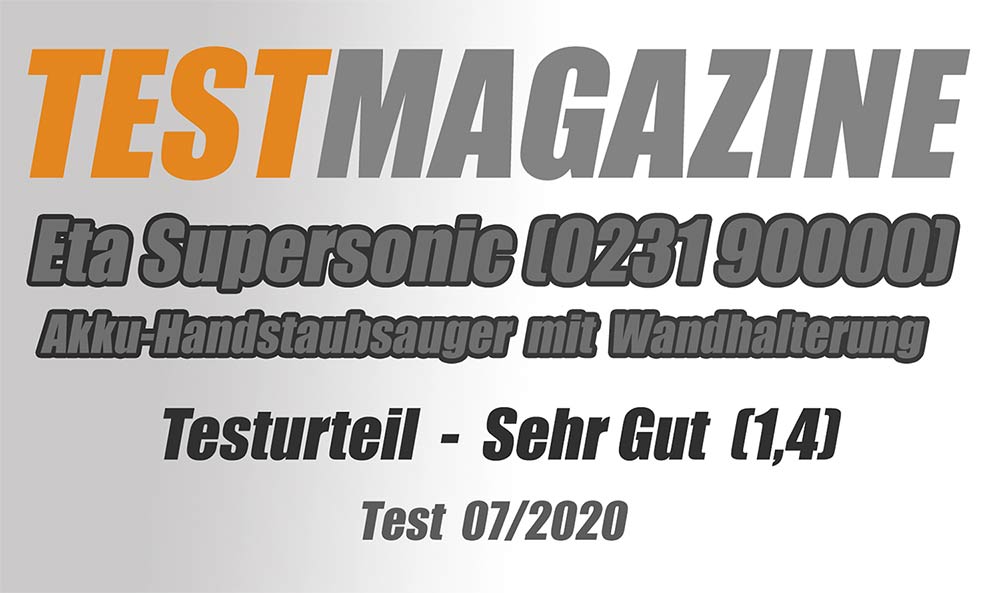 Akkustaubsauger Supersonic (0231 und Hand- TestMagazine 90000) – Eta